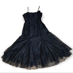 Vintage New Leaf by Samir Dress Small Black Cocktail Evening Party Tulle Y2K